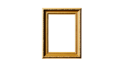 Elegant gold frame with a transparent background for artwork display
