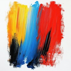 Bold strokes of primary colors create a vibrant abstract painting in modern art style