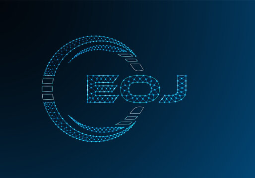 EOJ low poly letter logo vector design. EOJ lower poly logo design. Low poly logo.