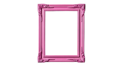 Elegant pink frame with decorative edges on a transparent background