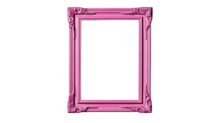 Elegant pink frame with decorative edges on a transparent background