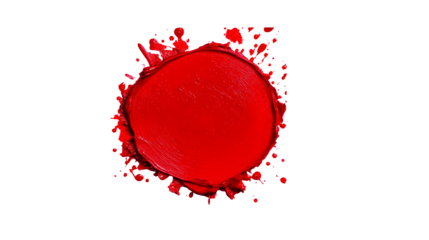 Red paint splatter on transparent background with texture