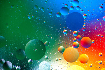Macro Bubbles in Liquid. Clean abstract surface with oil and water separation.