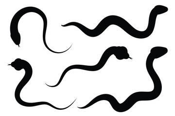Snake silhouette icon. Collection of snake silhouettes in various forms. Snake icon vector illustration