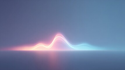 futuristic neon-hued sound wave on minimalist background highlights fusion of music and technology
