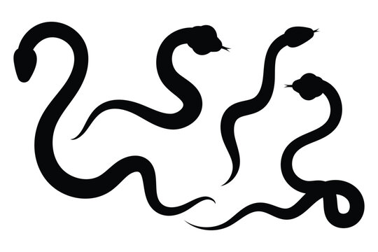 Snake silhouette icon. Collection of snake silhouettes in various forms. Snake icon vector illustration