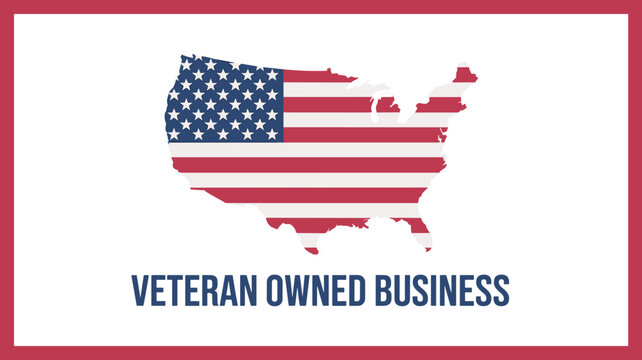 Veteran Owned Business Logo with American Flag in USA Shape