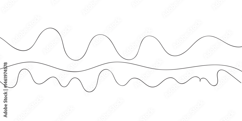 Poster set of thin line waves vector. wave line set. zigzag. vector. deferent types of wave lines. abstract
