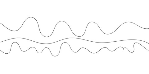 Set of thin line waves vector. Wave line set. Zigzag. Vector. Deferent types of wave lines. Abstract some black and white wavy lines background.	