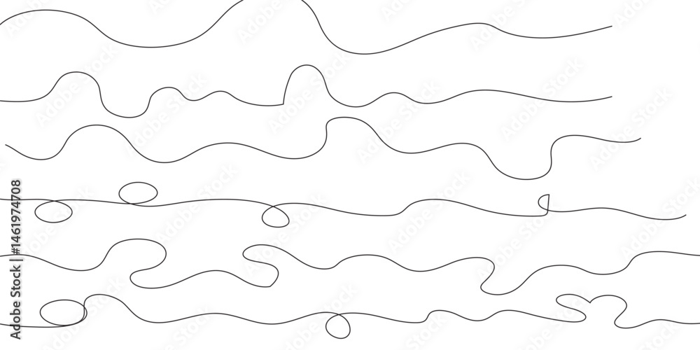 Poster set of thin line waves vector. wave line set. zigzag. vector. deferent types of wave lines. abstract