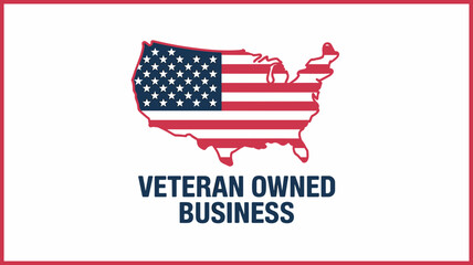 Veteran Owned Business Logo with American Flag in USA Shape