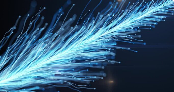 Abstract bright flower branch growing with particles on blue background. I made this video with After Effects, using its 3D animation features.