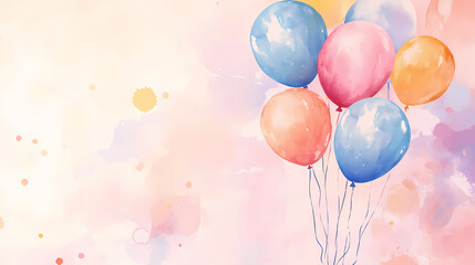 Colorful Balloons in Pastel Watercolor Style