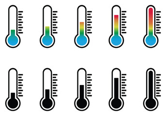 Temperature icon set. Thermometer icon. Temperature Symbol. Cold and hot icon vector.
