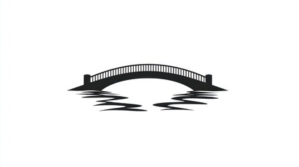 Arch bridge over calm water, serene landscape, idyllic scene, website design