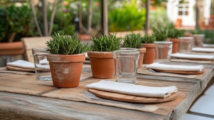 Rustic outdoor dining table setting