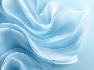 Obraz premium Light blue silk fabric elegantly drapes and flows creating a smooth, soft, and airy abstract background with gentle waves and folds texture.