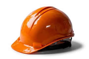 Orange Hard Hat Isolated on White Background for Construction Safety
