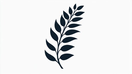 Obraz premium Elegant sprig, dark leaves, white background, design element