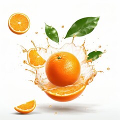 an AI Image Generator, Fresh Orange Splash Surrounded by Juice