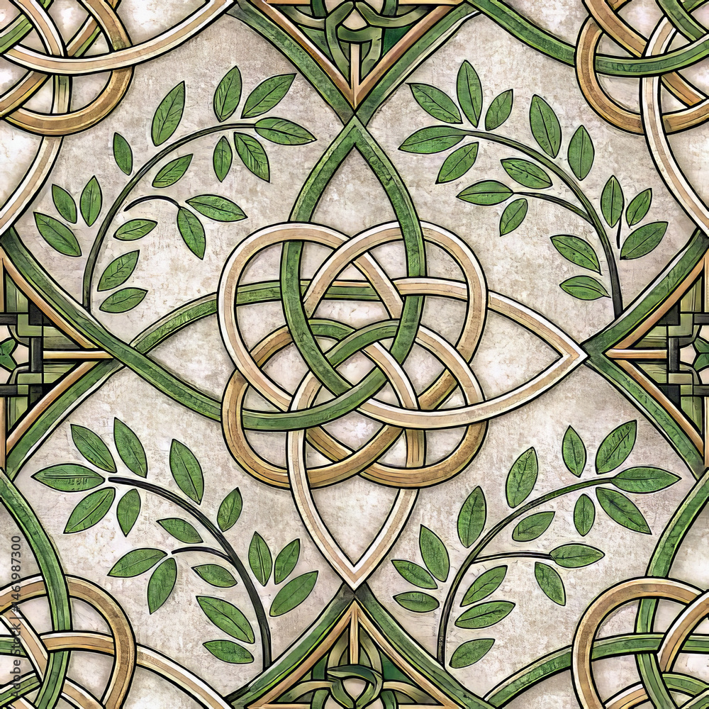 Poster Intricate leafy pattern with intertwining designs.