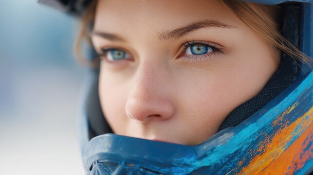 paintball player pauses with gear vividly marked with splashes of color eyes focused yet calm