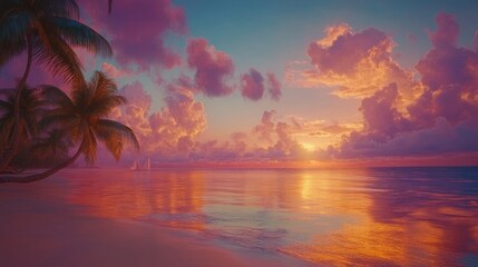 Obraz premium Tropical sunset beach paradise
