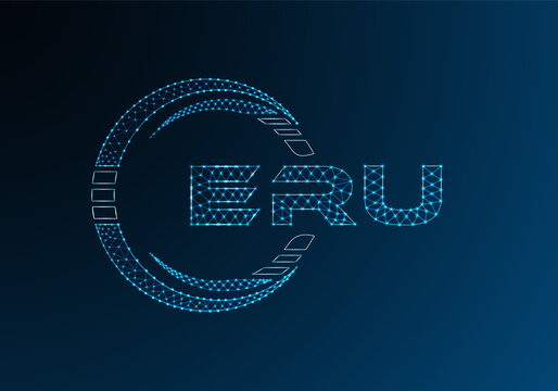 ERU low poly letter logo vector design. ERU lower poly logo design. Low poly logo.