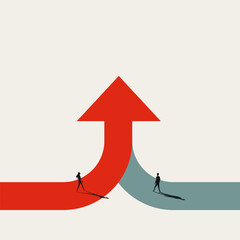 Business merger or cooperation vector concept. Symbol of agreement, cooperation, teamwork. Minimal design eps10 illustration.