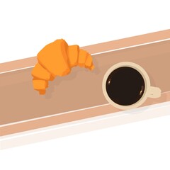 breakfast illustration morning food symbol cartoon cup coffee  croissant 