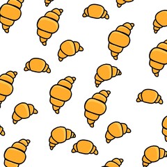 Cute croissant pattern illustration french food  breakfast