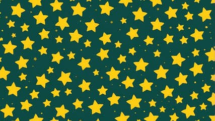 Seamless yellow stars glitter pattern on green background