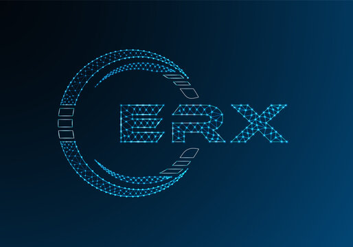 ERX low poly letter logo vector design. ERX lower poly logo design. Low poly logo.