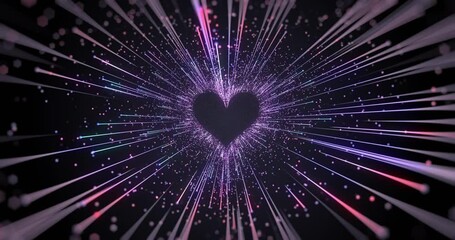 Heart animation with lights and particles. Valentines day, Mothers day, love, romance, wedding background. Seamless looping 4k. I made this video with After Effects, using its 3D animation features. - Powered by Adobe