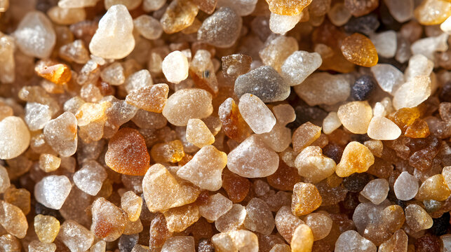 Sandy Secrets: Unveiling the captivating beauty of sand's microscopic wonders, with its granules of varied shapes and hues, inviting exploration of the natural world's artistry.