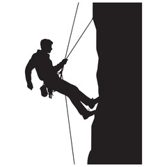 Rappelling man Vector Black silhouettes. with white background