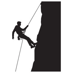 Rappelling man Vector Black silhouettes. with white background