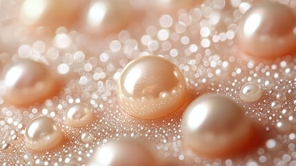 Captivating pearl reflections on a soft surface close-up shot elegant atmosphere macro photography