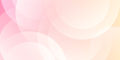Minimalist banner background, pastel colorful, pink and yellow gradations. Circle effect style geometric, abstract background. Eps 10.
