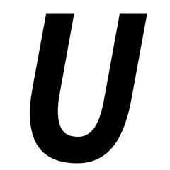 Bold Black Capital Letter U  A Sleek and Modern Design Element for Typography and Graphic Design Projects