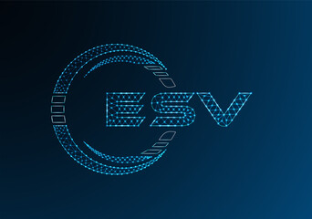 ESV low poly letter logo vector design. ESV lower poly logo design. Low poly logo.
