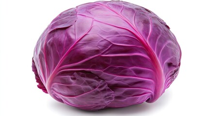 Fototapeta premium Fresh Whole Purple Cabbage Isolated on White Background Display
