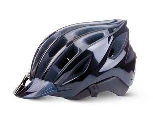 Fototapeta premium Navy blue bicycle helmet with glossy finish