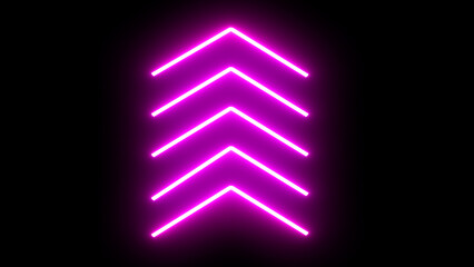 Neon upward arrow icon. Glowing pink single-line upload arrow icon on black background.
