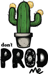 Playful and funny cactus illustration with quote. Generative AI.