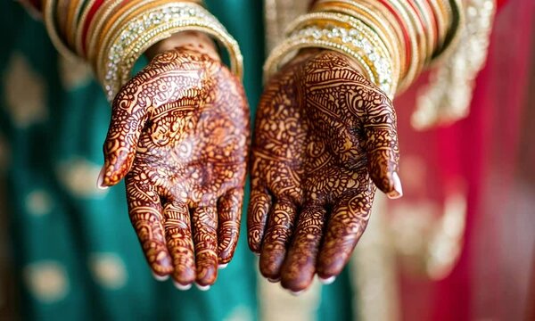 Beautifully adorned hands showcasing intricate henna designs.