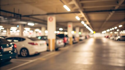 Blurred action in parking lot urban environment vehicle showcase dynamic perspective