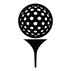 Golf Ball on Tee A Simple Black and White Illustration