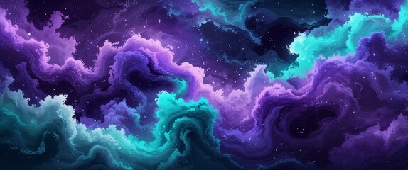 Elegant galaxy purple and teal color abstract background