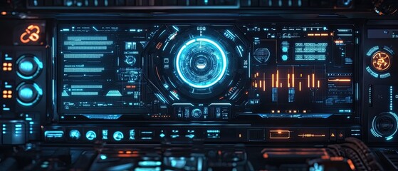 Futuristic Sci-Fi Control Panel Interface.